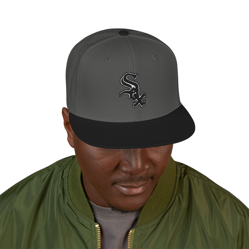 Chicago White Sox Embroidered Snapback Hat | Flat Brim Cap