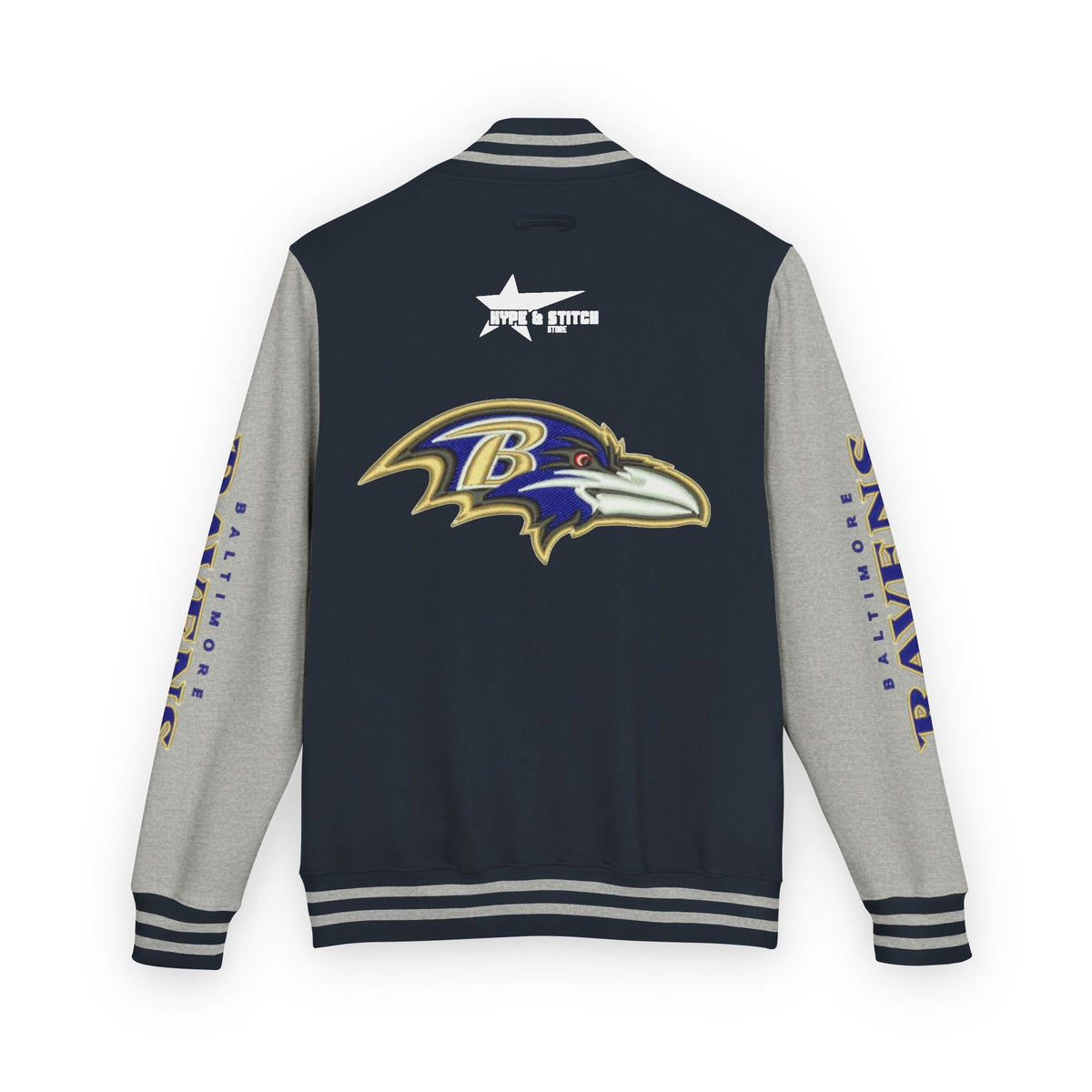 Baltimore Ravens Varsity Jacket – Unisex Letterman Jacket with Custom Sleeve Print & Team Logo