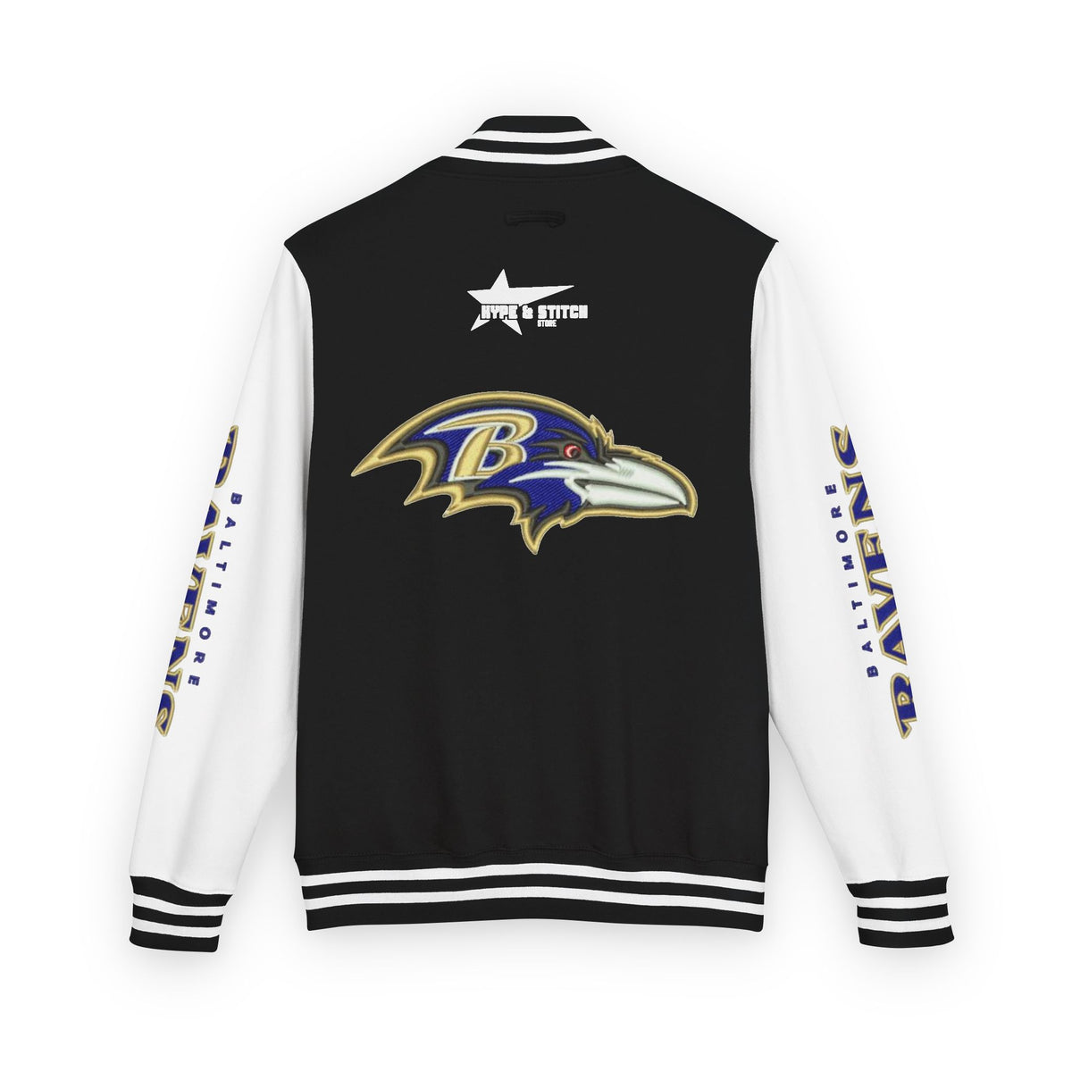 Baltimore Ravens Varsity Jacket – Unisex Letterman Jacket with Custom Sleeve Print & Team Logo