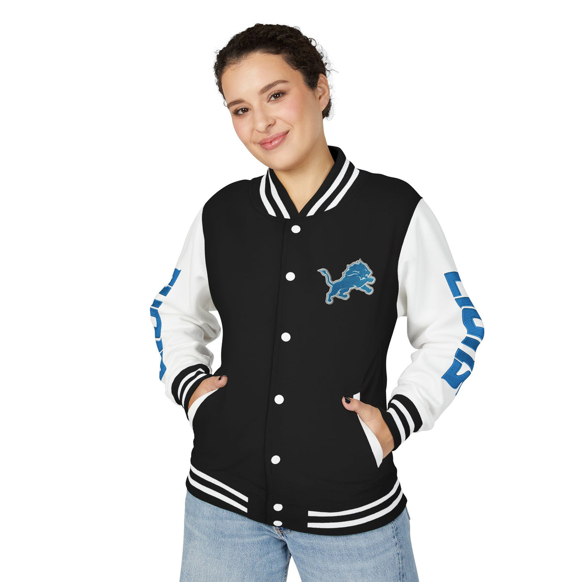 Custom Detroit Lions Unisex Heavyweight Varsity Letterman Jacket