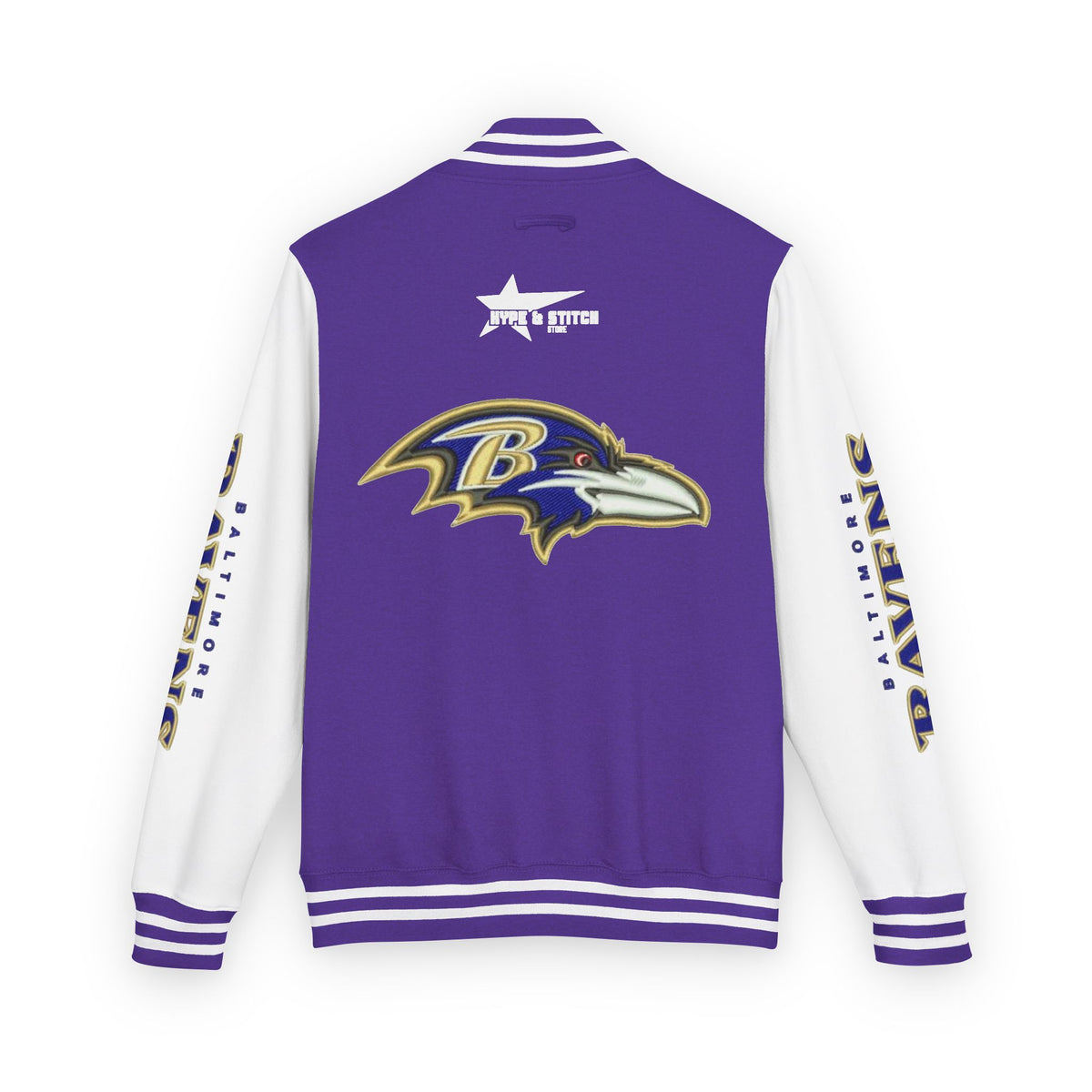 Baltimore Ravens Varsity Jacket – Unisex Letterman Jacket with Custom Sleeve Print & Team Logo