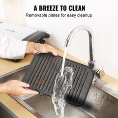 VEVOR 7 IN 1 Commercial Electric Griddle,  1800W Indoor Countertop Grill, Stainless Steel Restaurant Teppanyaki Grill With Non Stick Iron Cooking Plate,  Adjustable Temp Control 110V