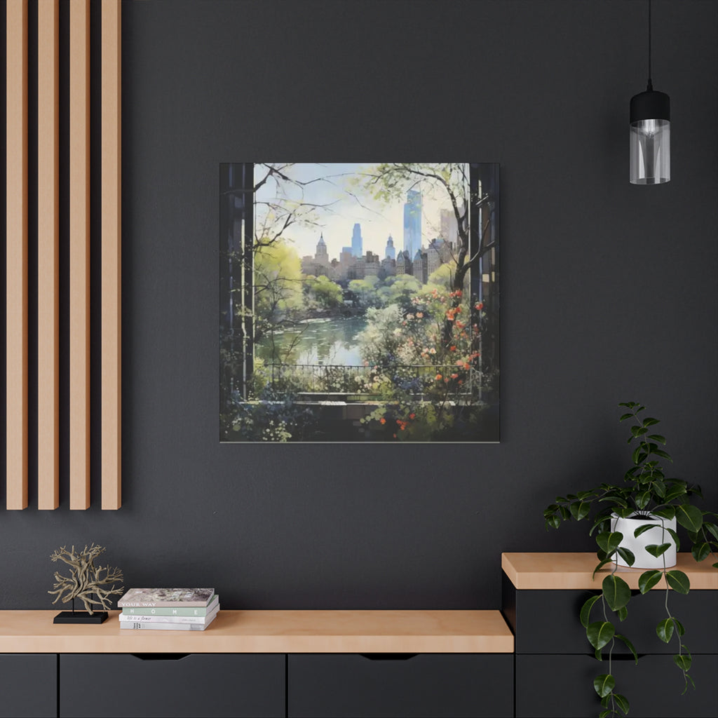 New York Central Park Window View Canvas | Manhattan Cityscape Wall Art
