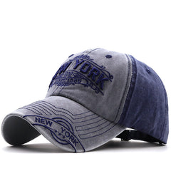 NEW YORK Big Alphabet Embroidery Baseball Cap Washed Distressed Peaked Cap