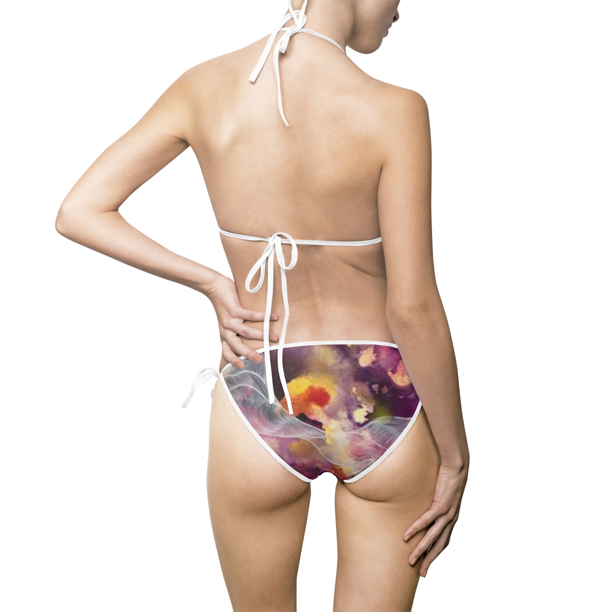 Prismatic Dream Colorful String Bikini – Vibrant Abstract Two-Piece Swimsuit