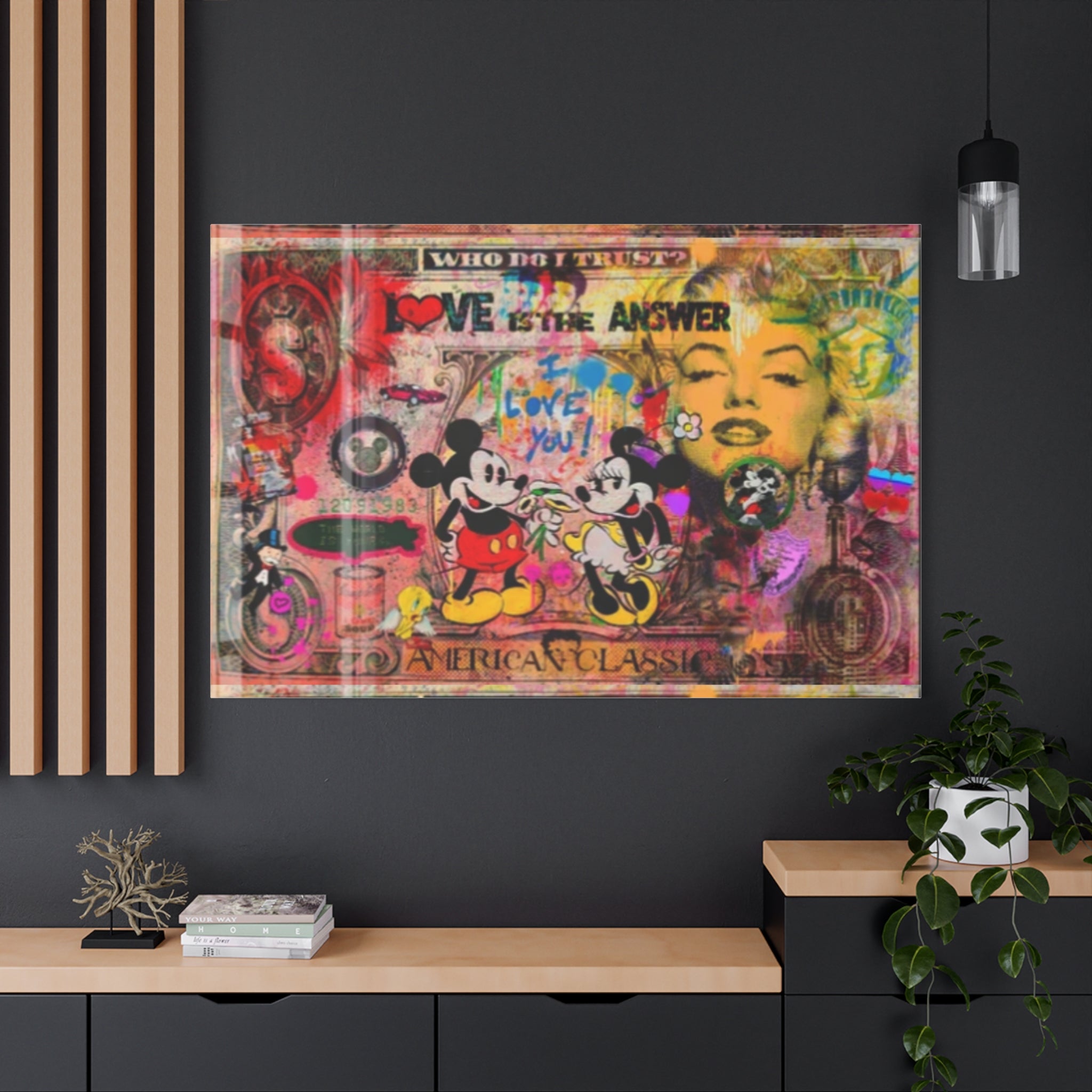 Mickey and Minnie Mouse Pop Art Canvas – Marilyn Monroe Street Art Graffiti Print, American Classic Wall Decor