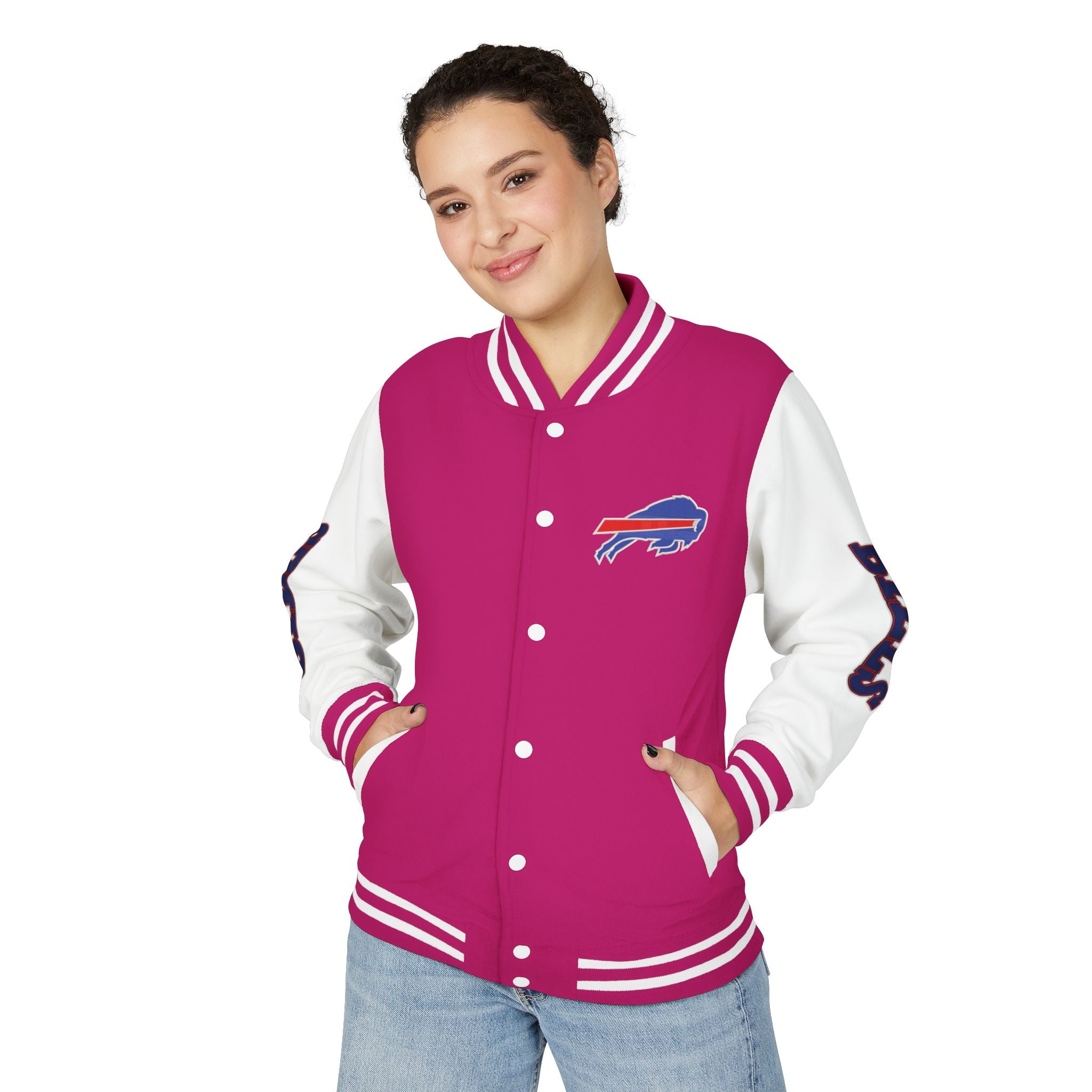 Buffalo Bills Classic Letterman Jacket – Relaxed Fit Fleece Bomber