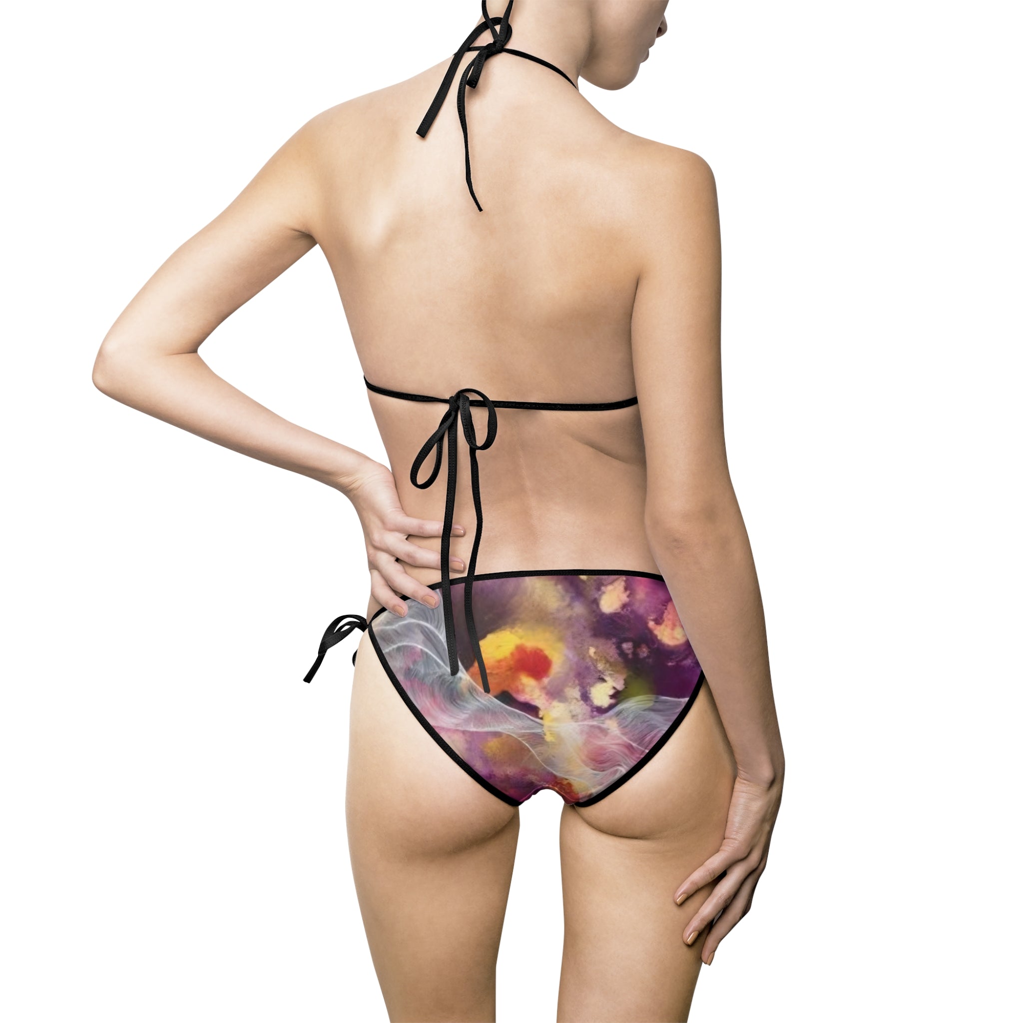 Prismatic Dream Colorful String Bikini – Vibrant Abstract Two-Piece Swimsuit
