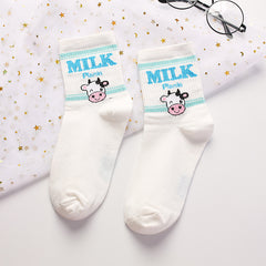 Hot Sale Banana Strawberry Milk Milk Mid-tube Cotton Women's Socks Korean Fashion Casual Socks Women's Socks Woman Socks