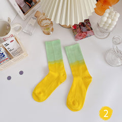 Korean Fashion Hip Hop Harajuku Socks Colorful Tie Dye Gradient Pattern Socks Street Fashion Hip Hop Skateboard Socks