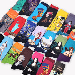 Moxiao factory direct selling Qiudong men''s socks new personality literature retro world famous painting men''s socks oil painting men''s socks