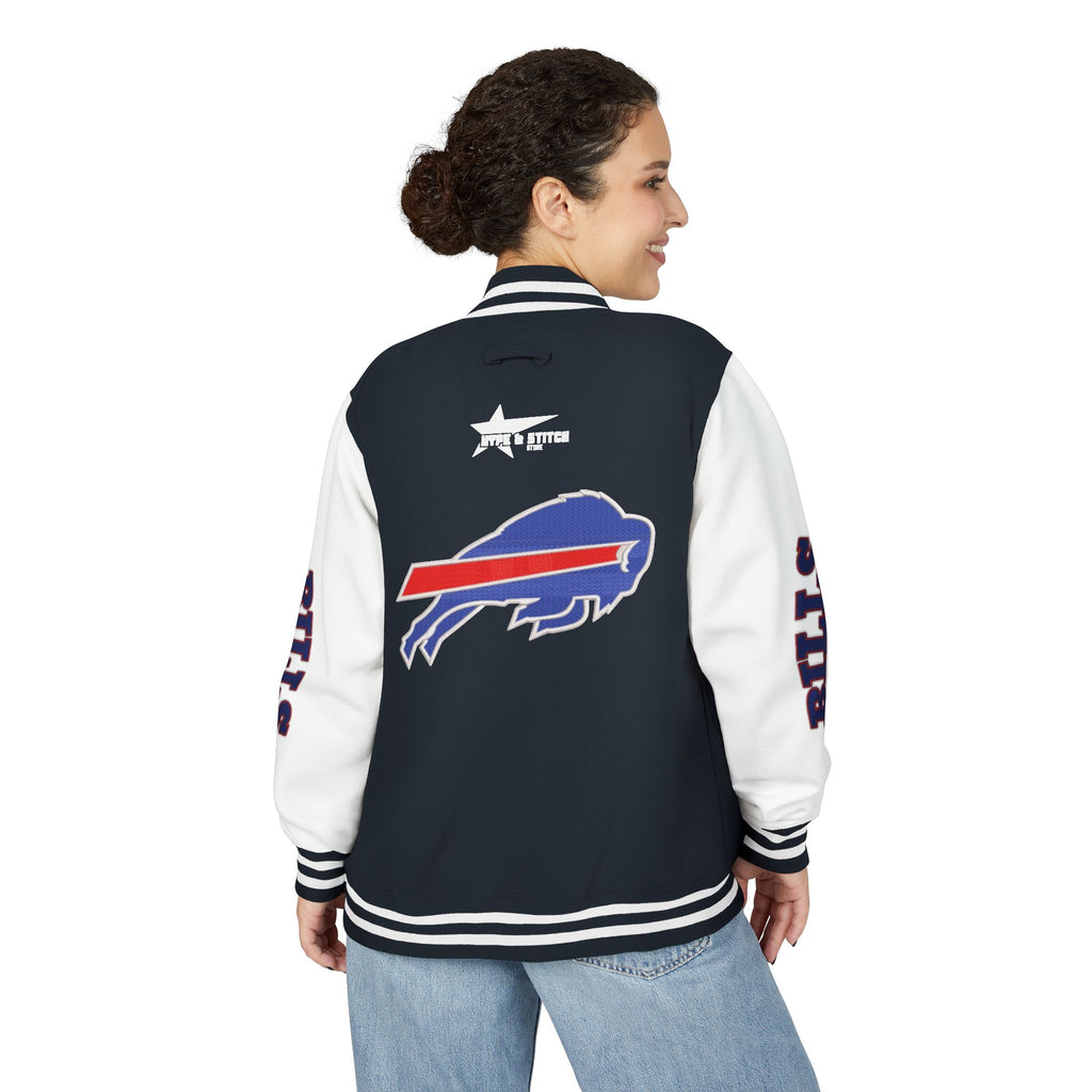 Buffalo Bills Classic Letterman Jacket – Relaxed Fit Fleece Bomber