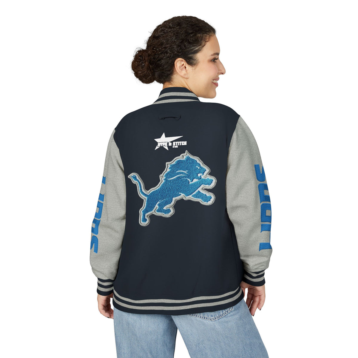Custom Detroit Lions Unisex Heavyweight Varsity Letterman Jacket