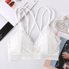 Women's cross spaghetti strap bra set