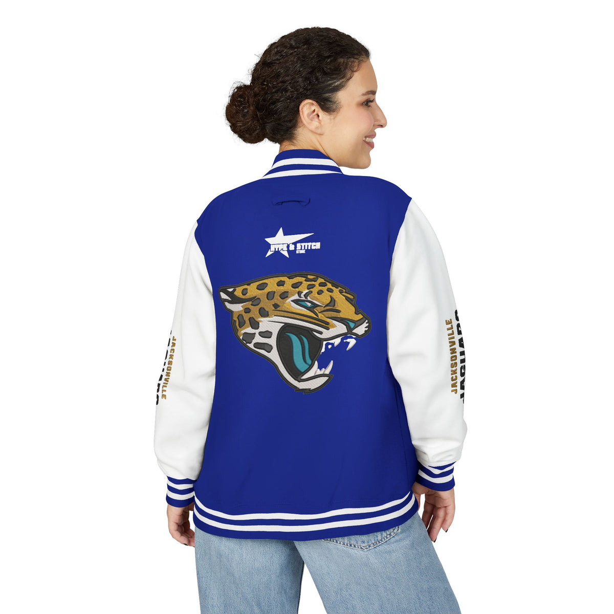 Jacksonville Jaguars Snap-Button Varsity Jacket | Colorblock Outerwear Coat