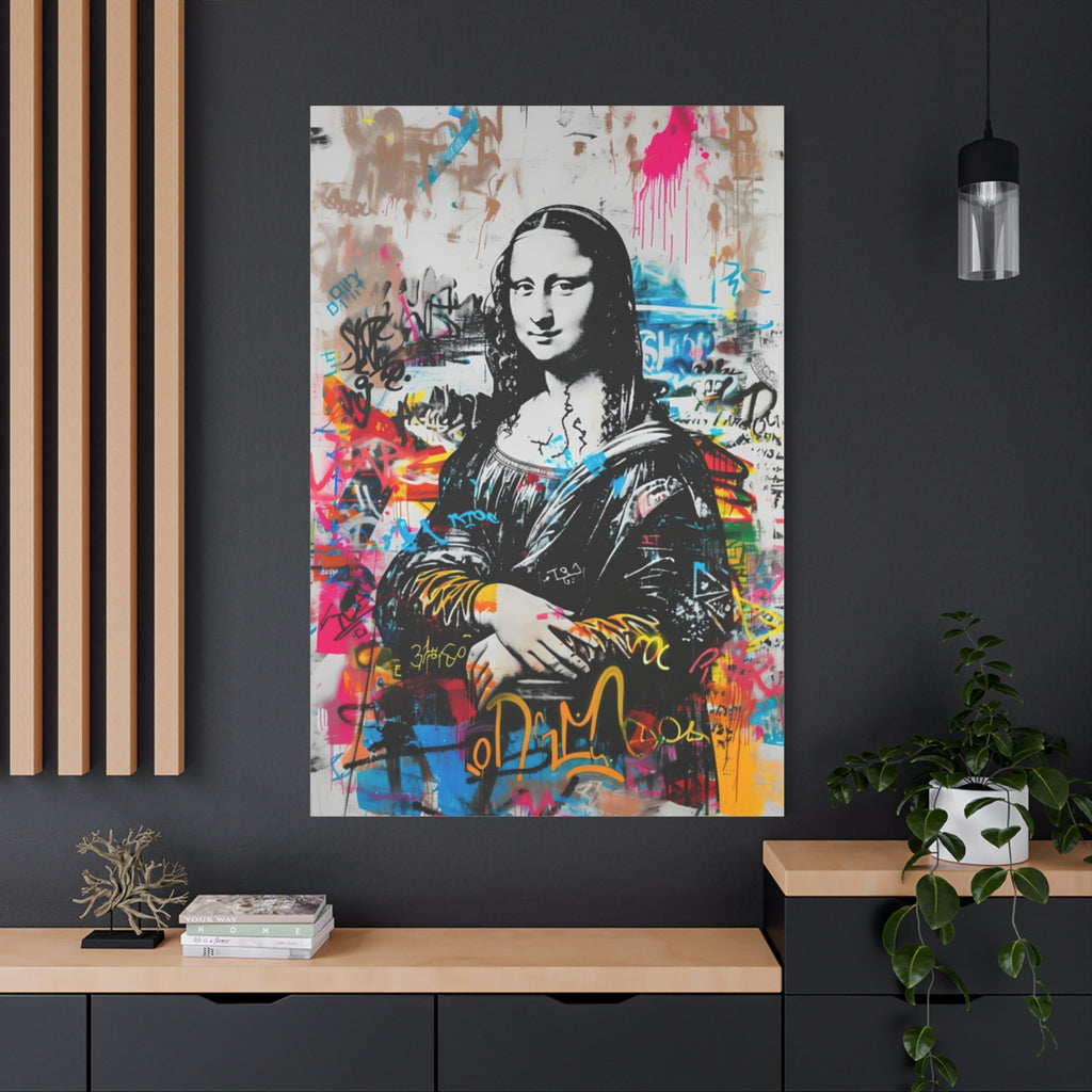 Urban Mona Lisa Street Art Canvas – Modern Graffiti Pop Culture Wall Decor