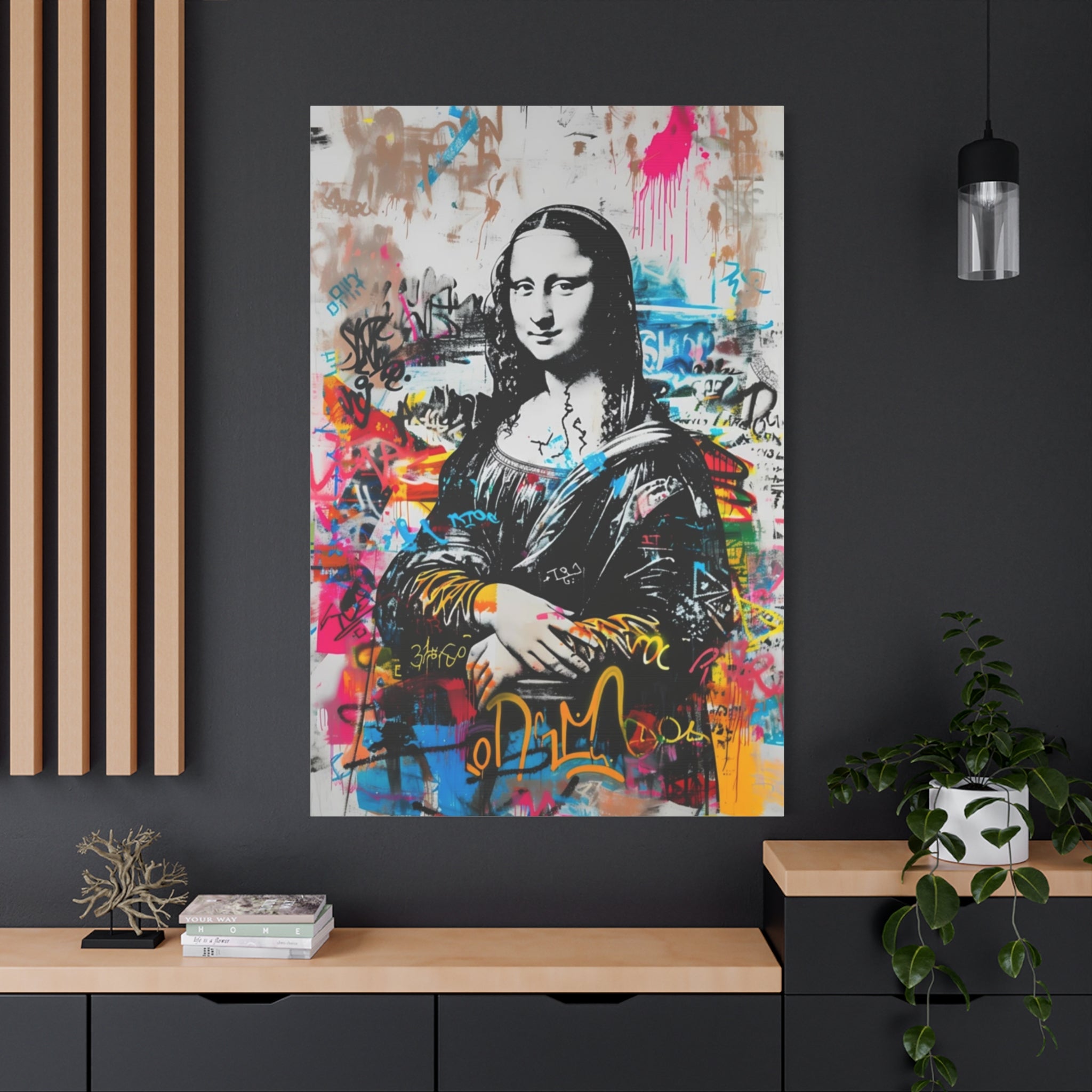 Urban Mona Lisa Street Art Canvas – Modern Graffiti Pop Culture Wall Decor