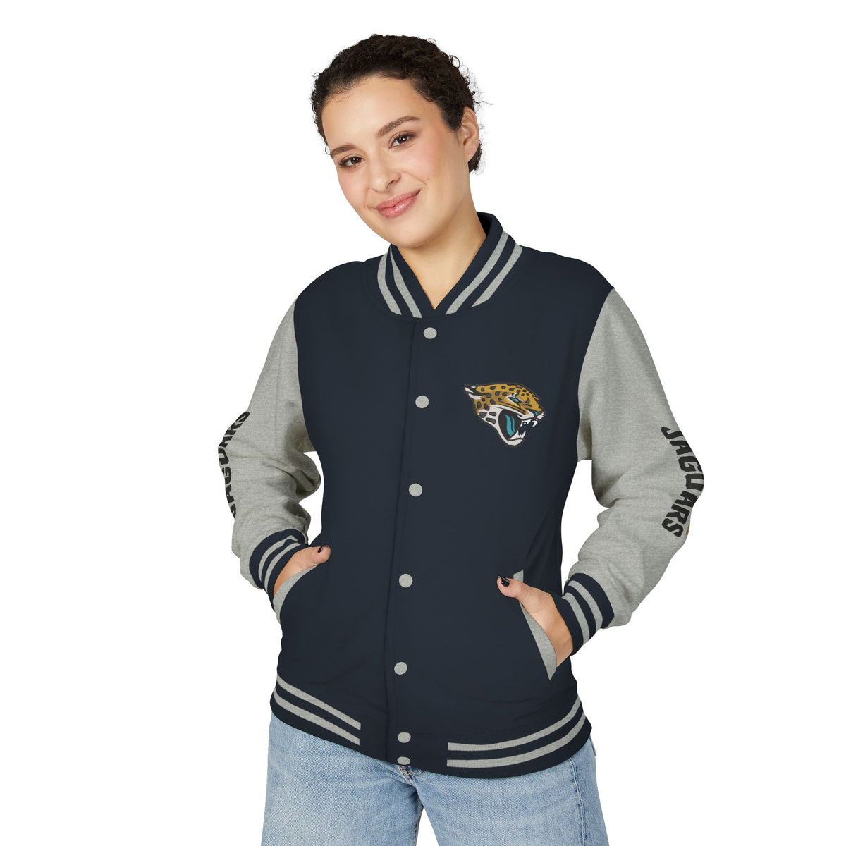 Jacksonville Jaguars Snap-Button Varsity Jacket | Colorblock Outerwear Coat
