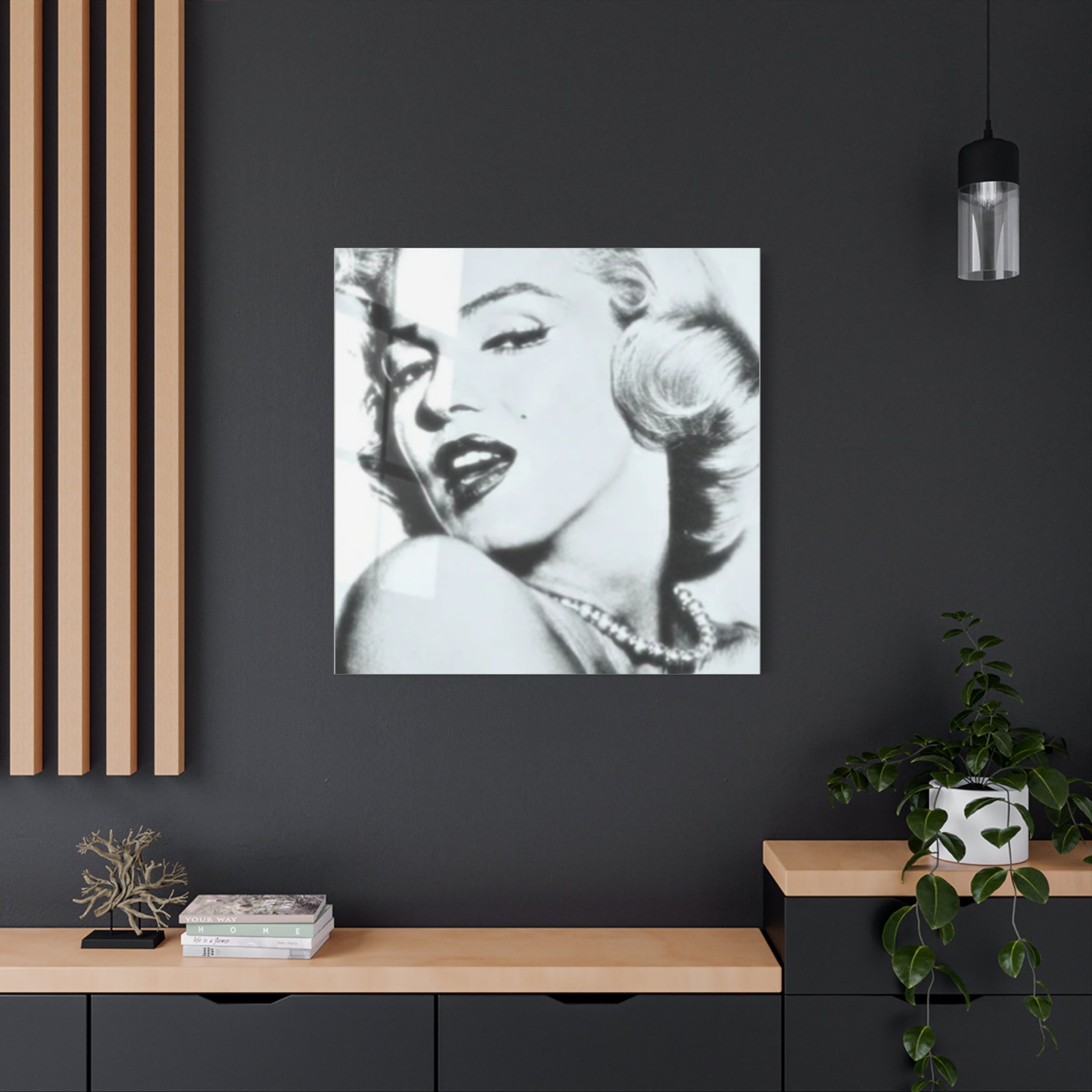 Marilyn Monroe Black and White Canvas Wall Art | Vintage Glamour Celebrity Poster Print for Living Room Decor