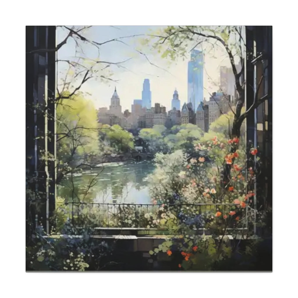 New York Central Park Window View Canvas | Manhattan Cityscape Wall Art