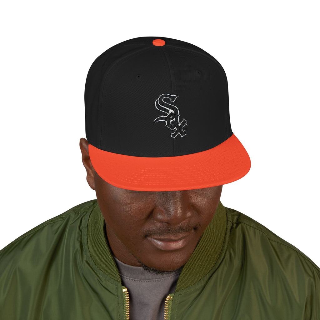 Chicago White Sox Embroidered Snapback Hat | Flat Brim Cap