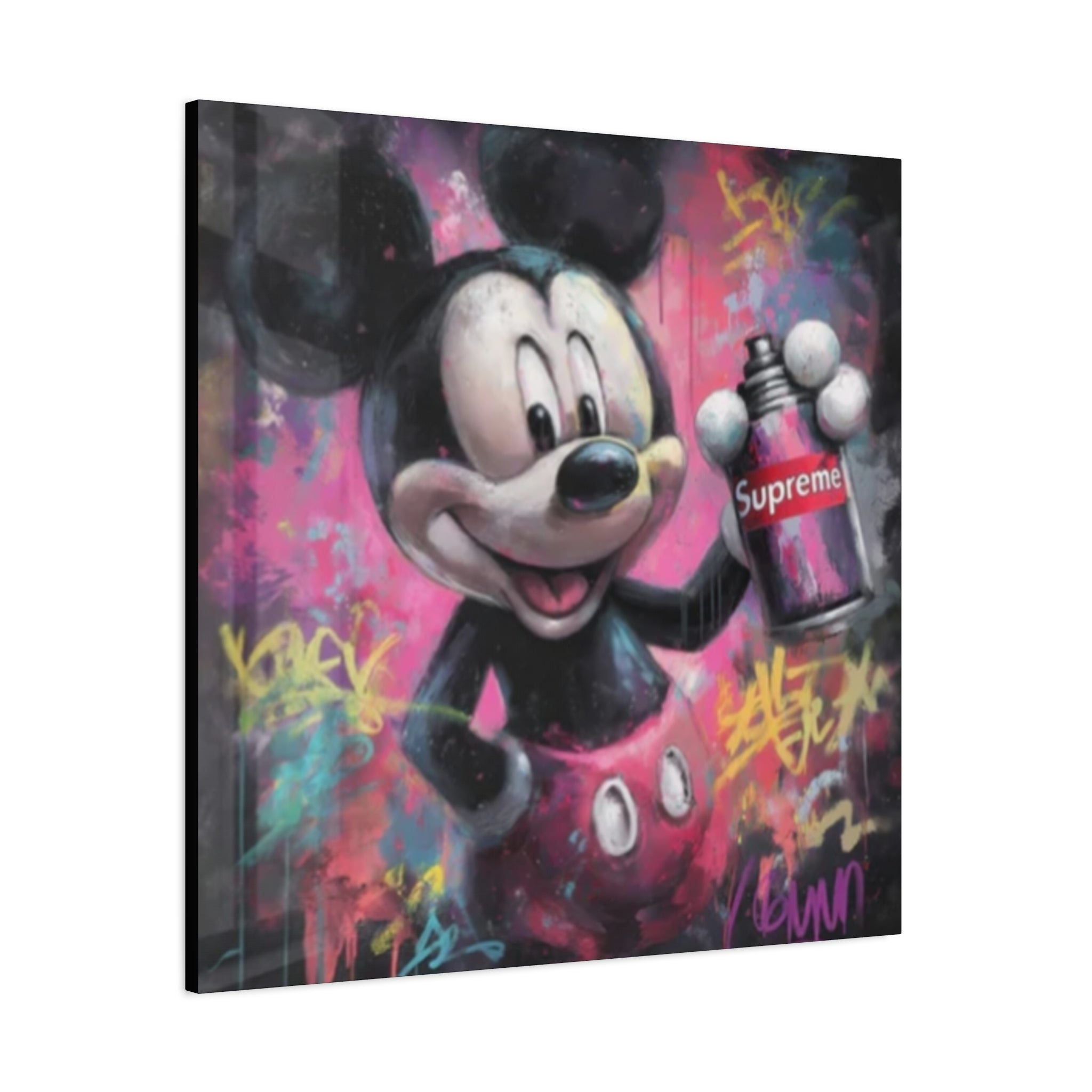 Mickey Mouse Street Art Canvas – Urban Graffiti Mickey Painting with Supreme Spray Can