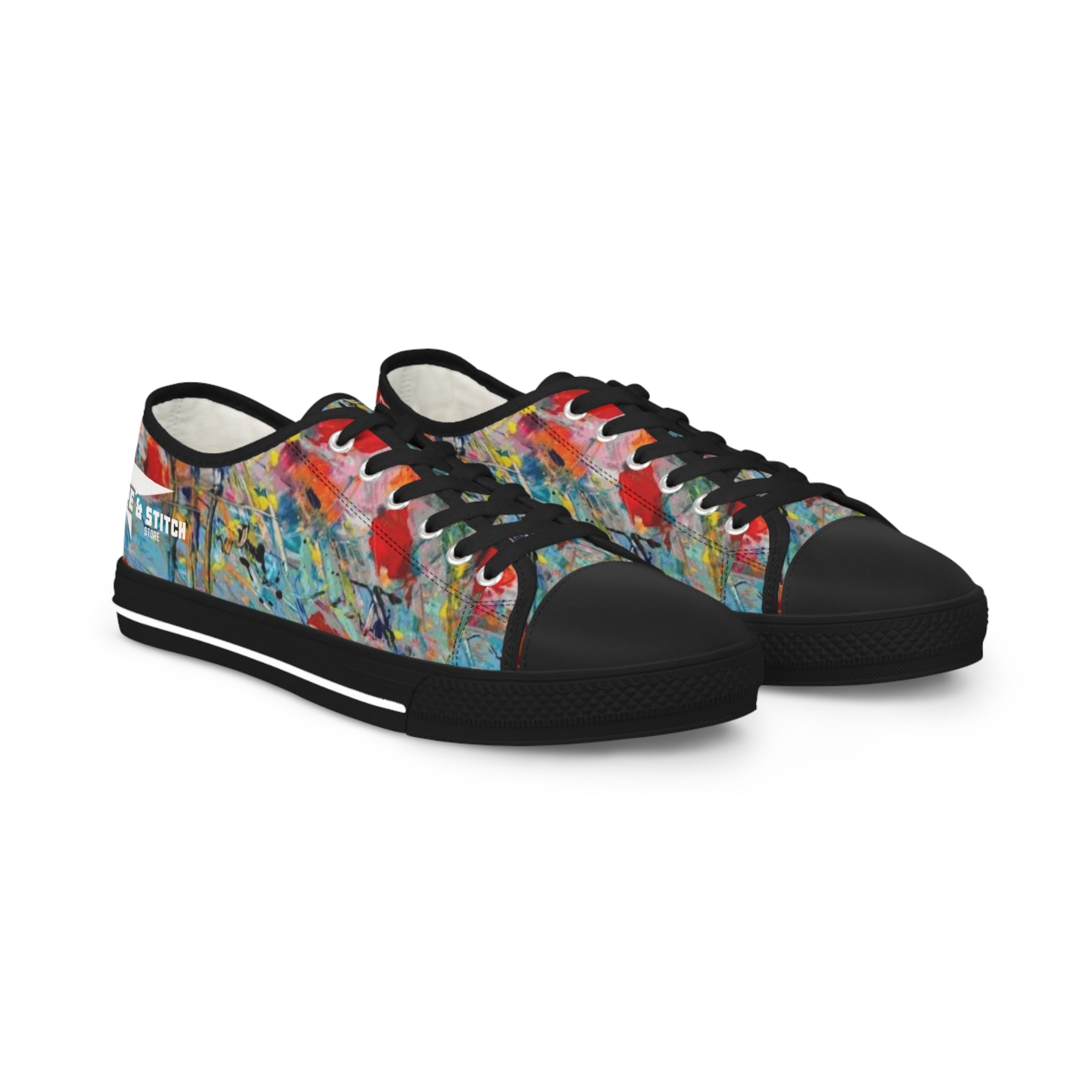Men's Graffiti Paint Splatter Canvas Low Tops