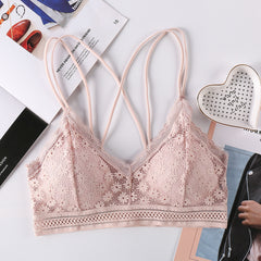 Women's cross spaghetti strap bra set