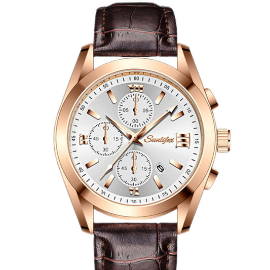 Business Casual Simple Fashion Leather Belt Round Men's Watch