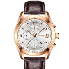 Business Casual Simple Fashion Leather Belt Round Men's Watch