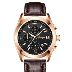 Business Casual Simple Fashion Leather Belt Round Men's Watch