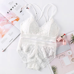 Women's cross spaghetti strap bra set