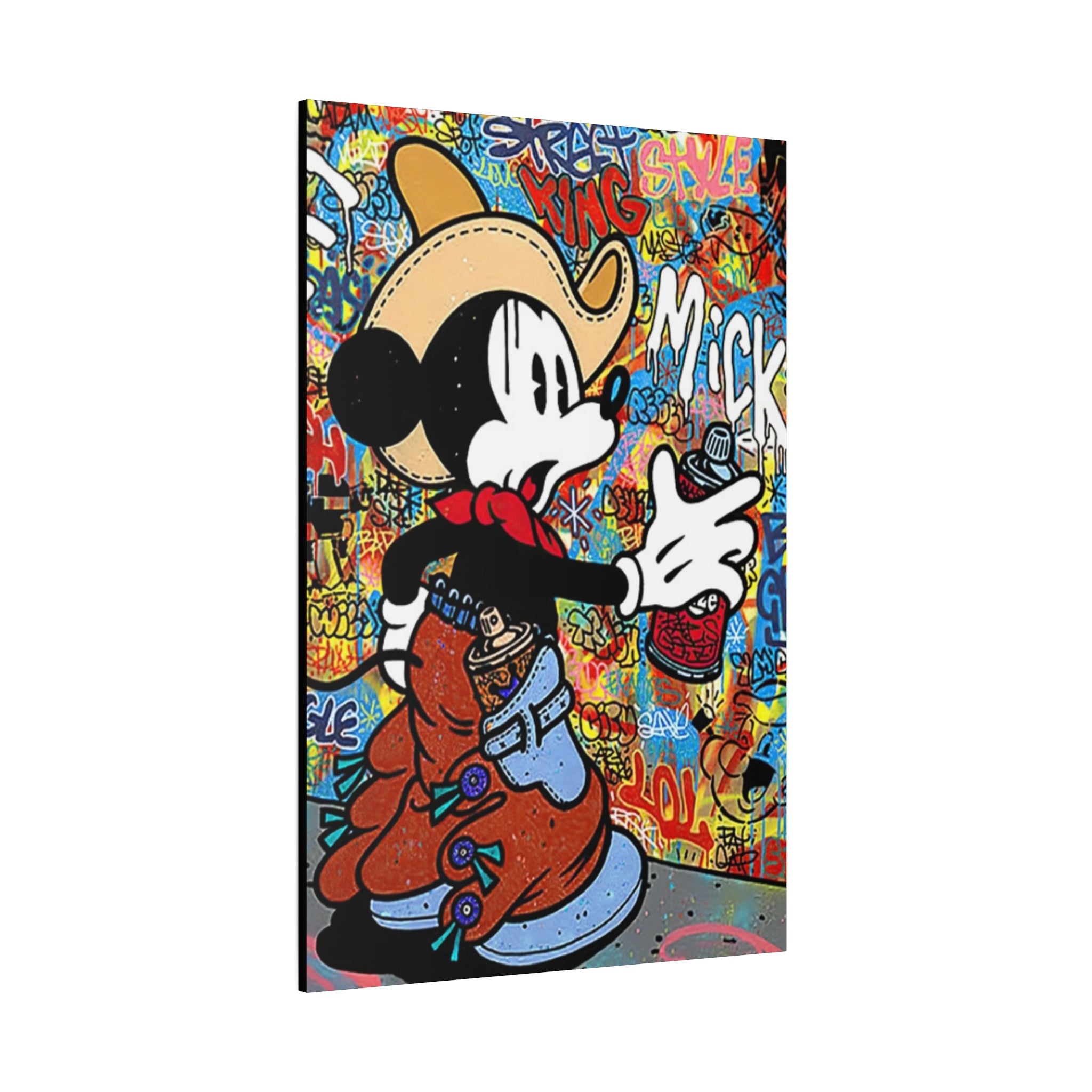 Western Cowboy Mickey Mouse Graffiti Wall Art – Urban Street Art Canvas Print