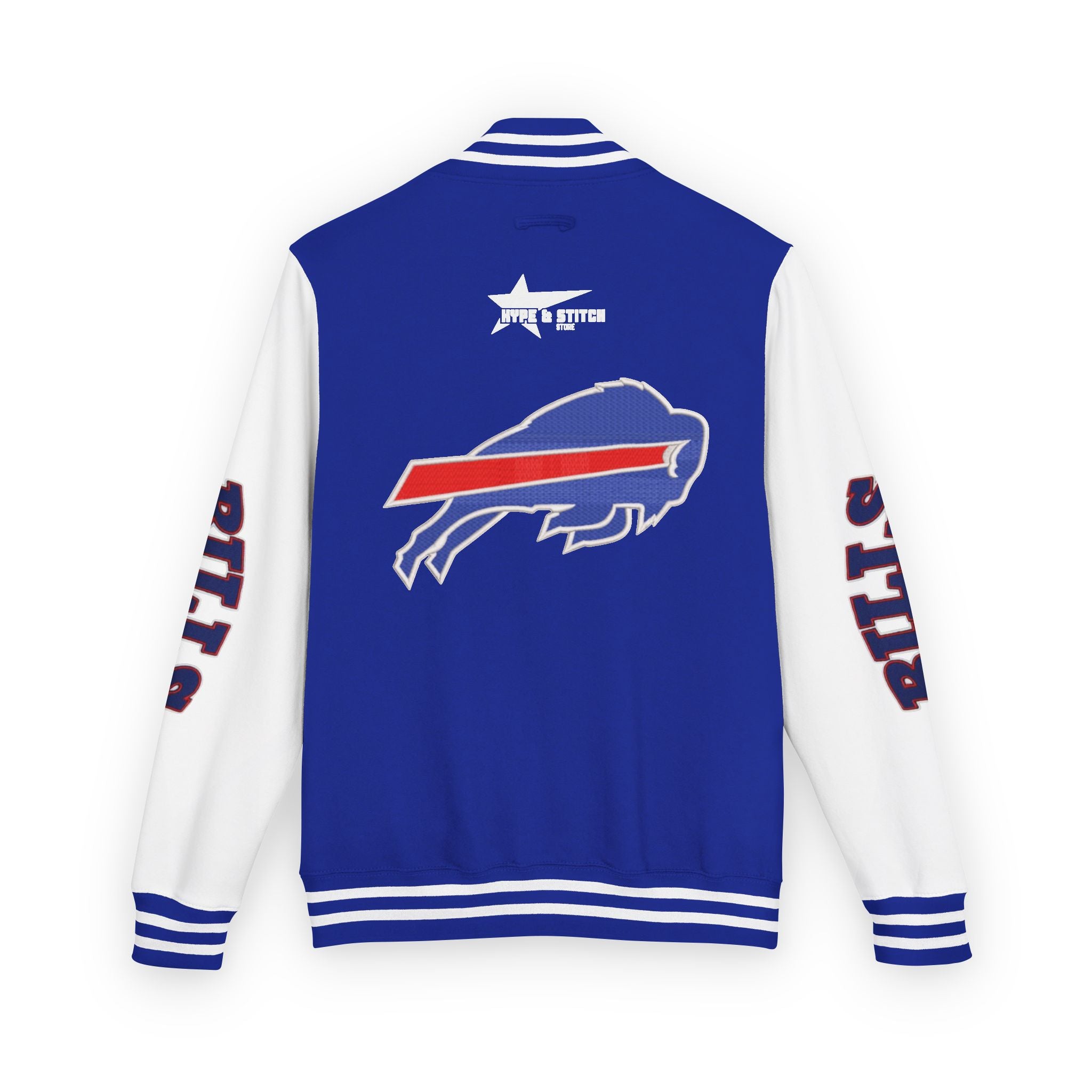 Buffalo Bills Classic Letterman Jacket – Relaxed Fit Fleece Bomber