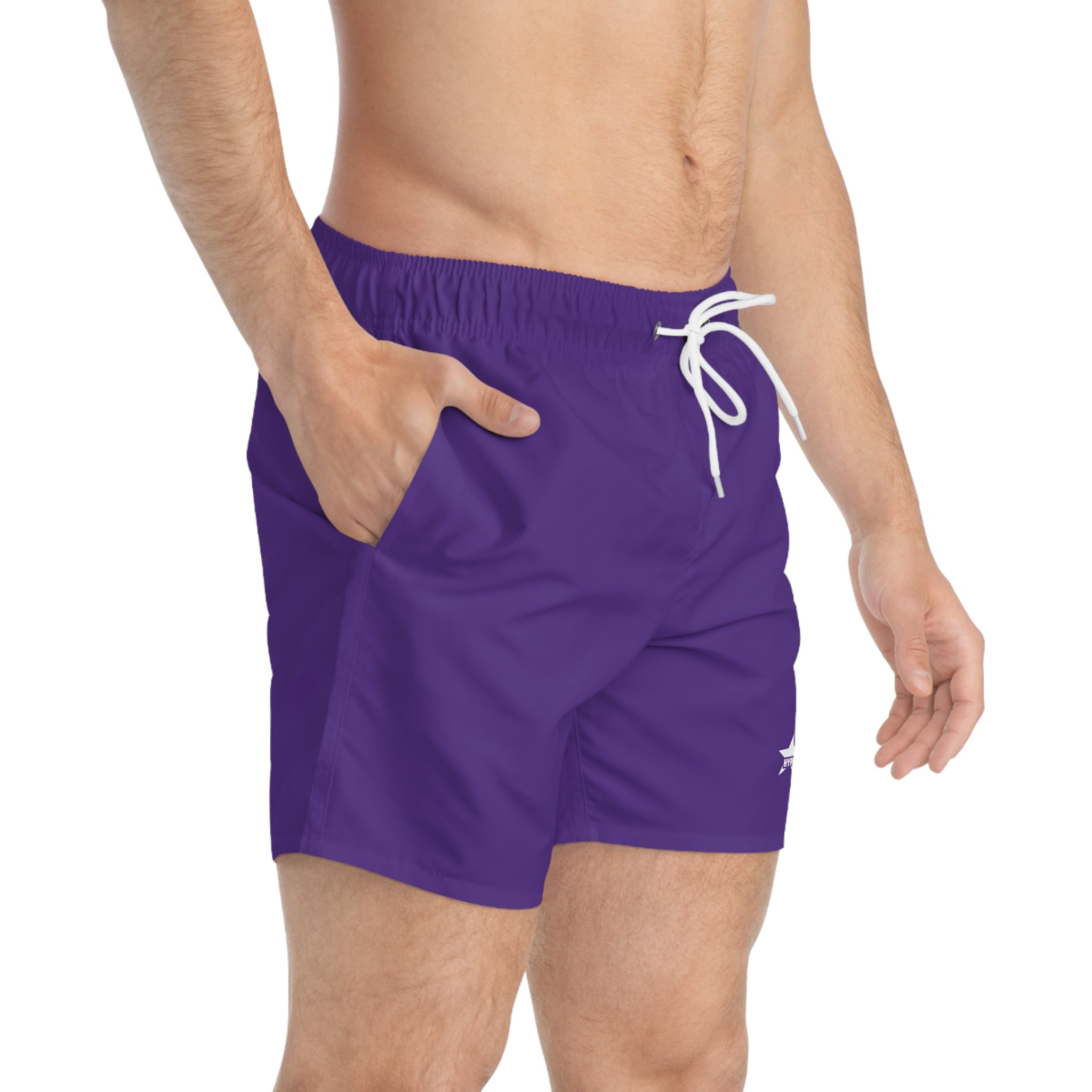 Classic Men's Swim Trunks with Pockets (Purple)