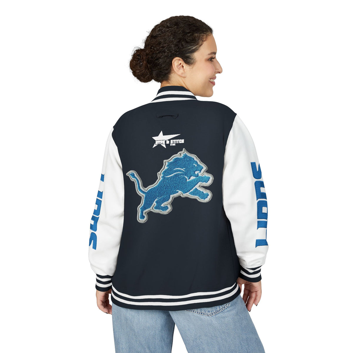 Custom Detroit Lions Unisex Heavyweight Varsity Letterman Jacket