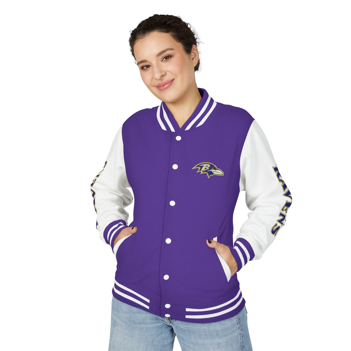 Baltimore Ravens Varsity Jacket – Unisex Letterman Jacket with Custom Sleeve Print & Team Logo