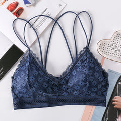 Women's cross spaghetti strap bra set