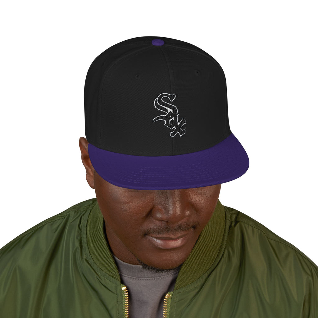 Chicago White Sox Embroidered Snapback Hat | Flat Brim Cap
