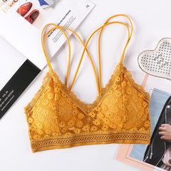Women's cross spaghetti strap bra set