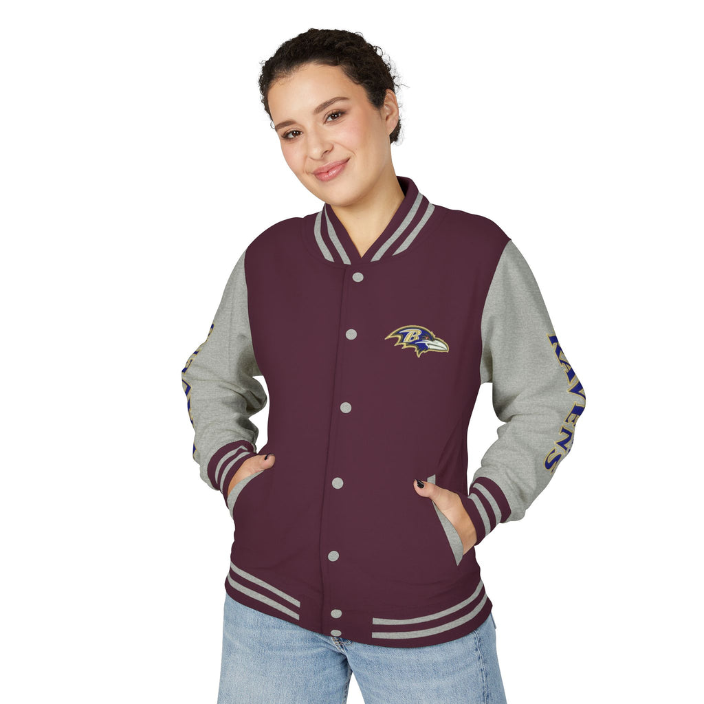 Baltimore Ravens Varsity Jacket – Unisex Letterman Jacket with Custom Sleeve Print & Team Logo