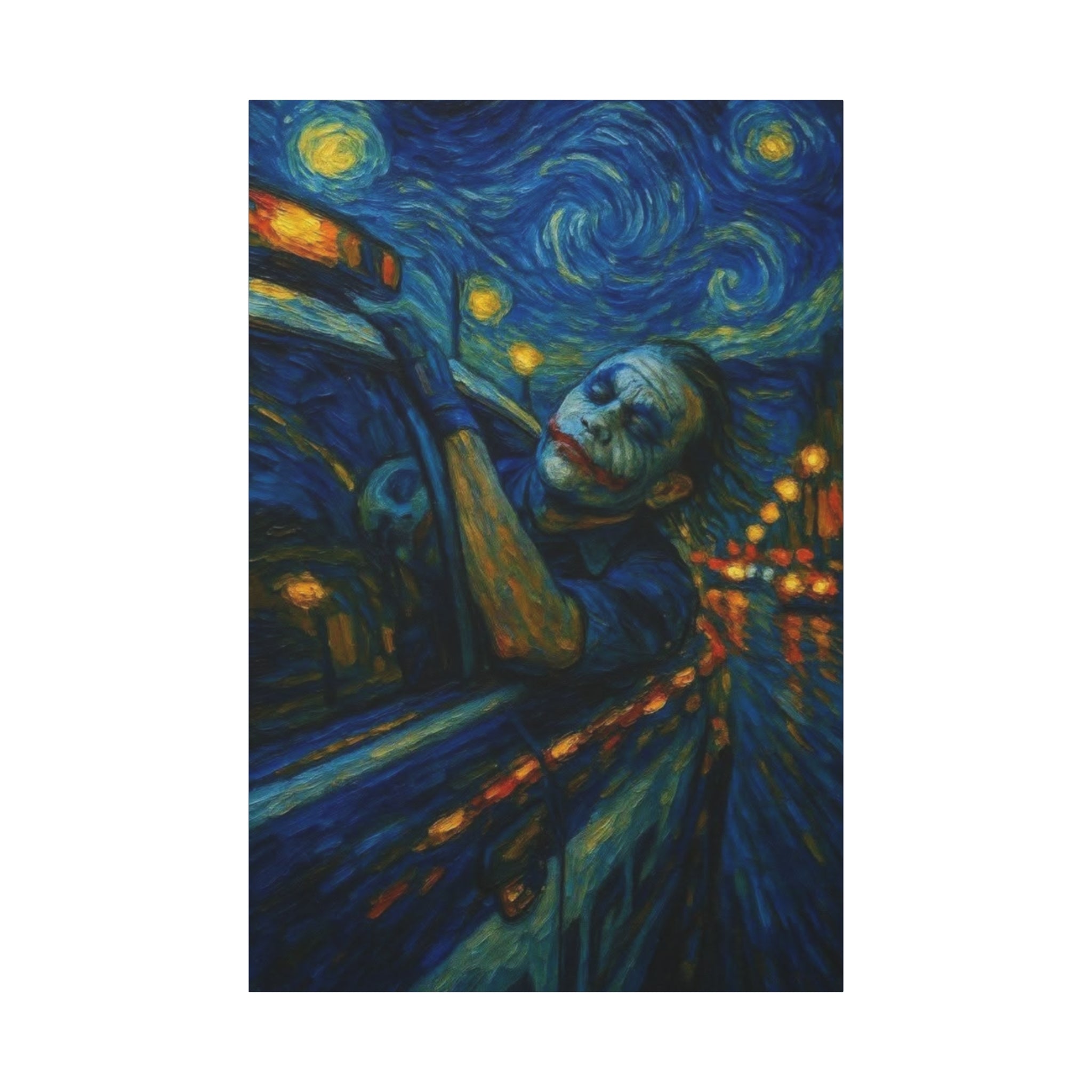 Where swirling madness meets Gotham's night, chaos finds its last laugh under the Starry Knight
