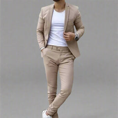 Men Leisure Set Digital Printing Two Button Suit Top Two-piece Pants