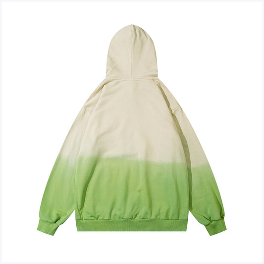 Men's And Women's Embroidered Letters And Flowers Colorblock Hoodie