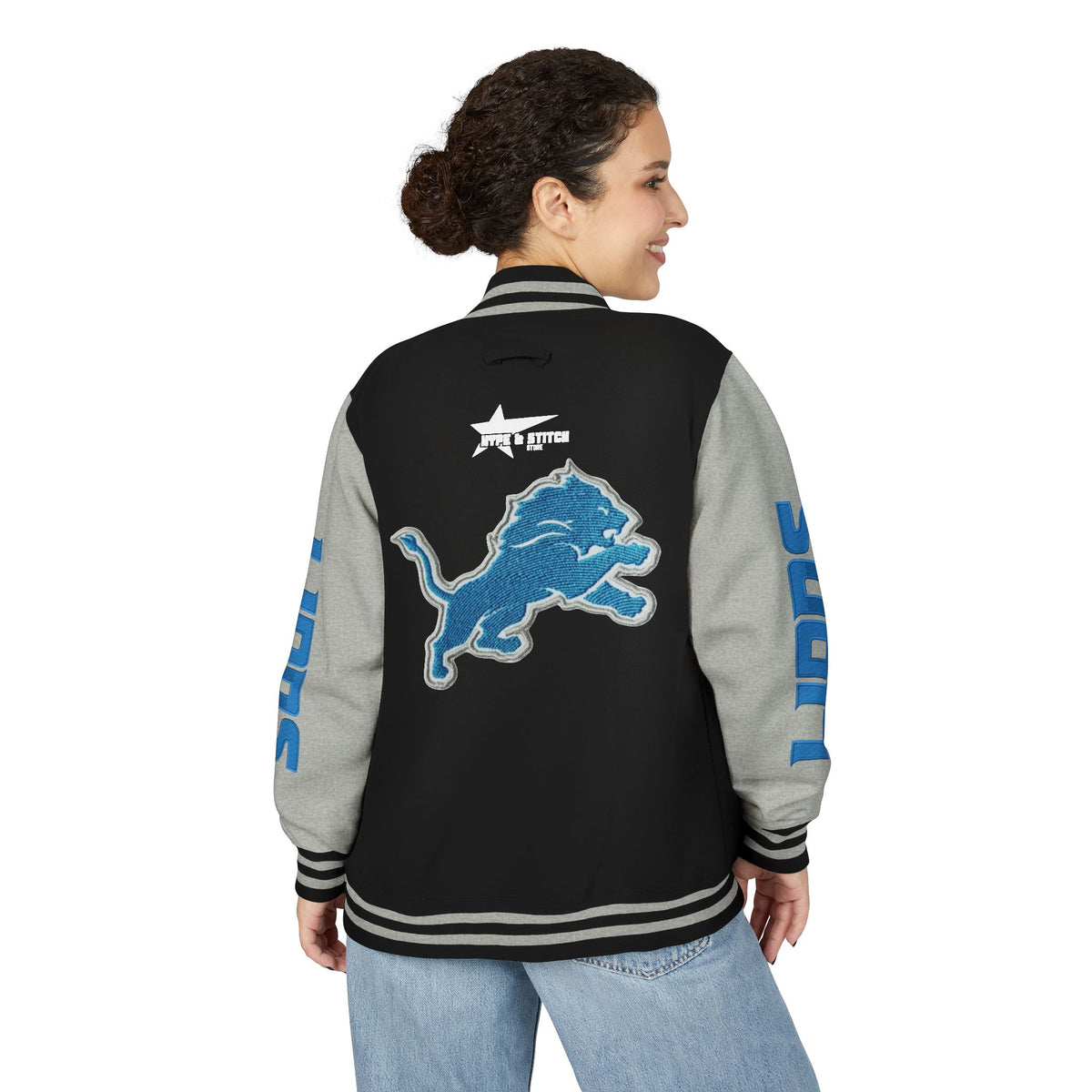 Custom Detroit Lions Unisex Heavyweight Varsity Letterman Jacket