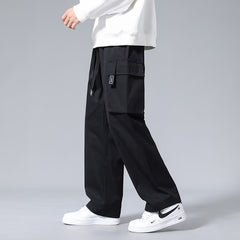 Large Loose Pockets Drawstring Boys Straight Cargo Pants