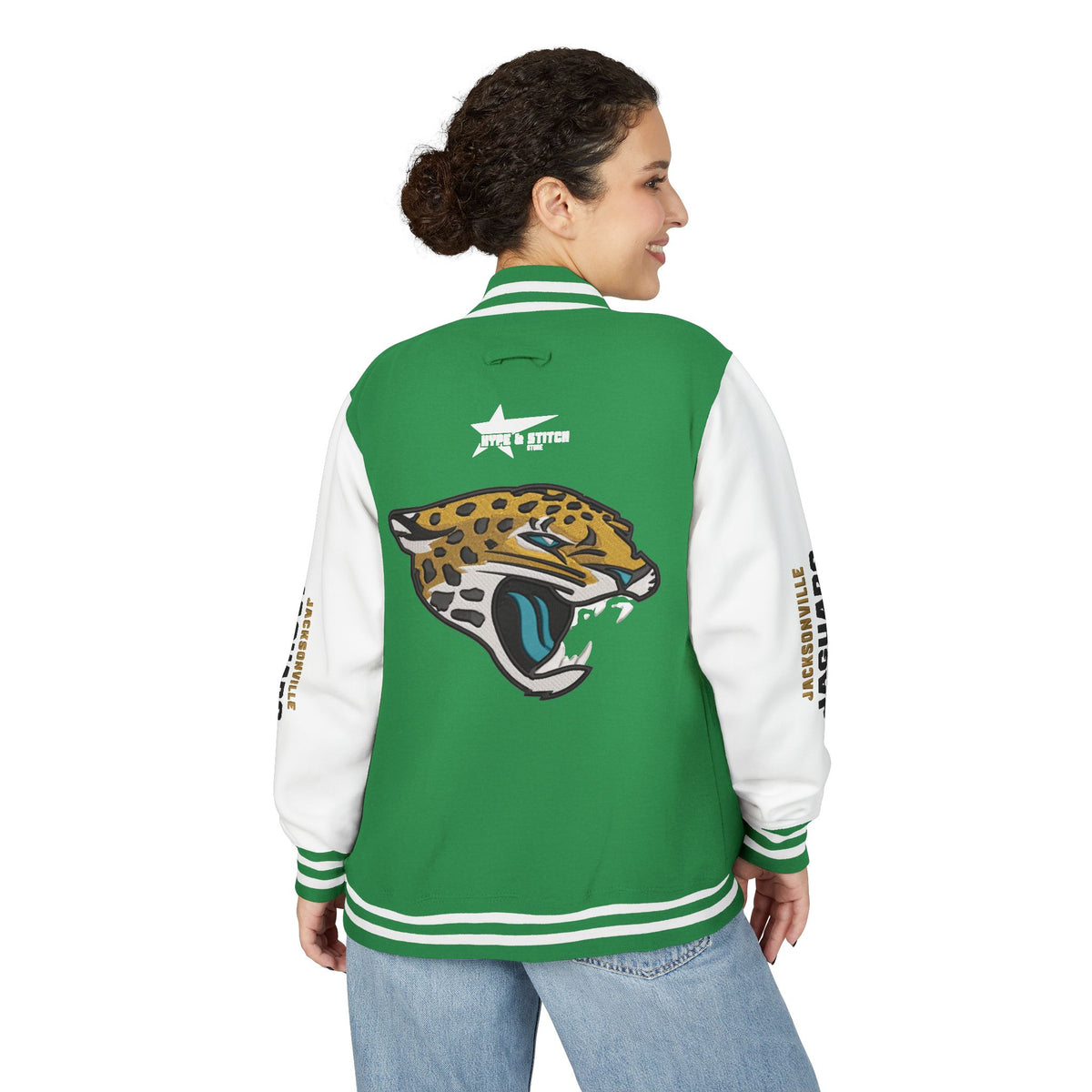 Jacksonville Jaguars Snap-Button Varsity Jacket | Colorblock Outerwear Coat