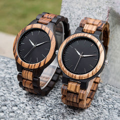 Men's wooden strap quartz watch
