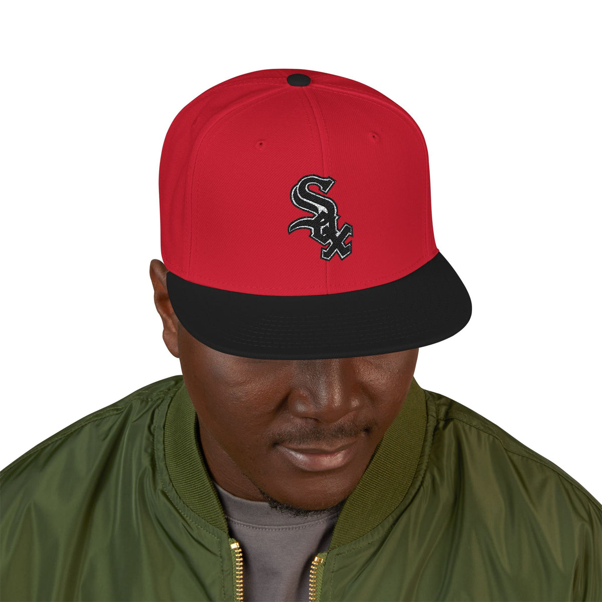 Chicago White Sox Embroidered Snapback Hat | Flat Brim Cap