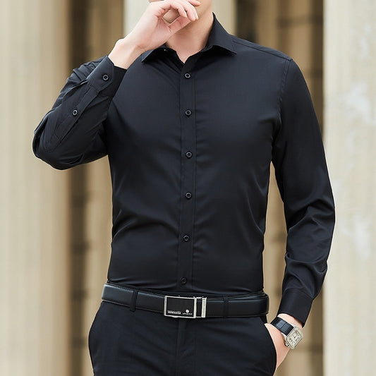 Mens Long-sleeve White Shirt In Korean Style